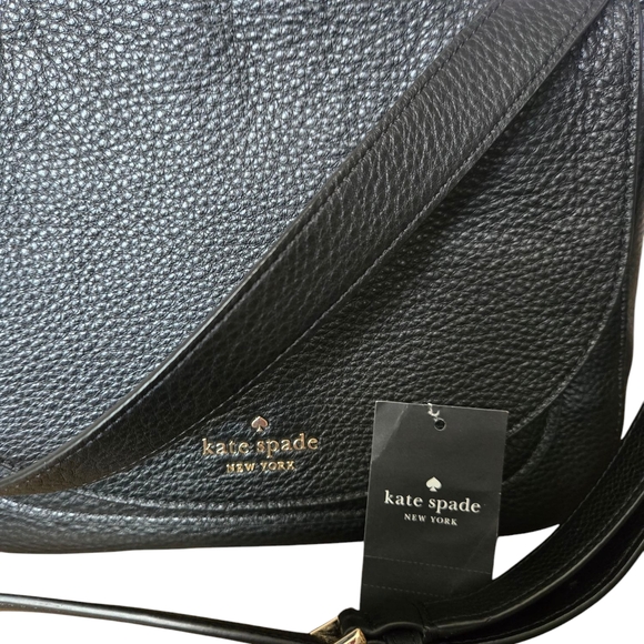 Kate Spade New York Kailee Black Leather Medium Shoulder Crossbody Handbag Purse - Picture 4 of 11